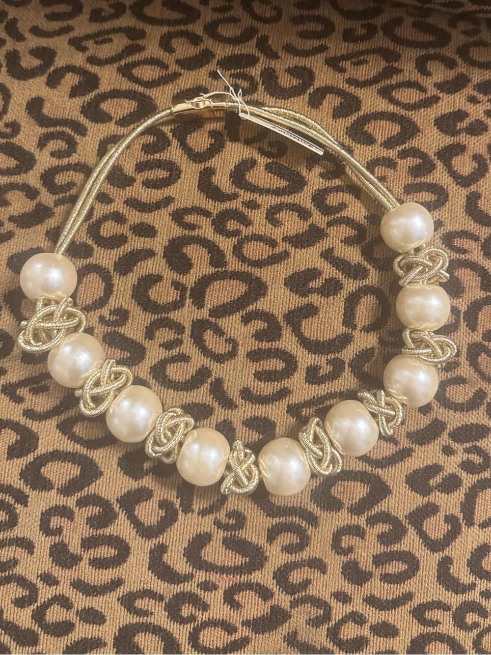 Amrita Singh White Pearl Necklace with Gold Accents NWT
